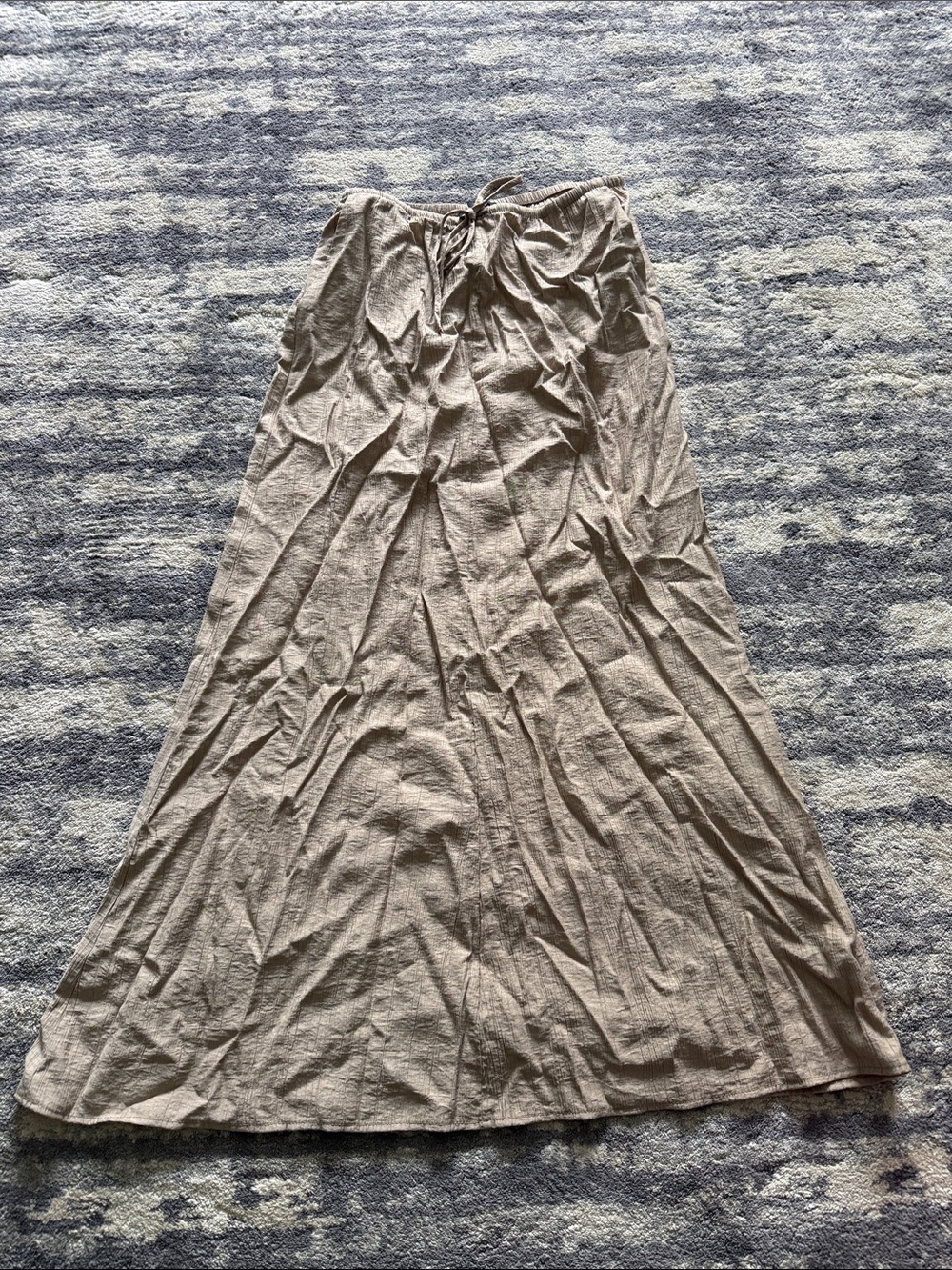Zara Light Beige Maxi Skirt with Drawstring Waist
